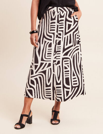 Jupe longue &eacute;vas&eacute;e r&eacute;versible noir femme
