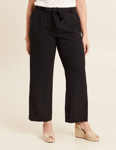 Pantalon flou droit 7/8ème noir femme