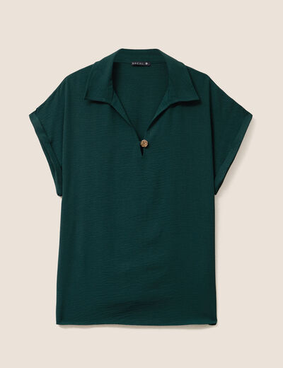 Blouse manches courtes vert foncé femme