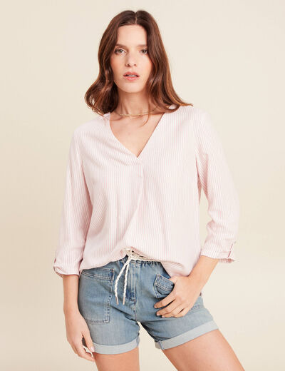blouse fluide manches 3/4 rose femme