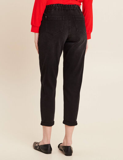Jean jogging strass denim noir femme