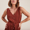 Robe midi &eacute;vas&eacute;e satin marron fonc&eacute; femme