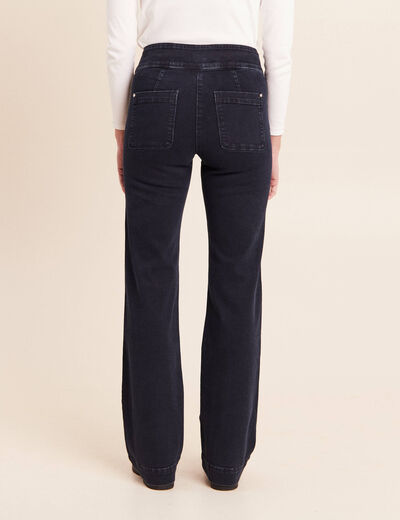 Jean coupe bootcut taille haute denim blue black femme