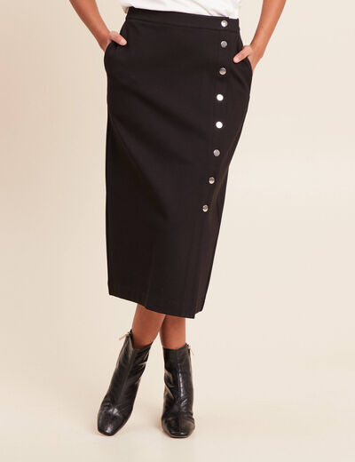 Jupe en maille doubl&eacute;e noir femme