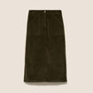 Jupe en velours vert kaki femme