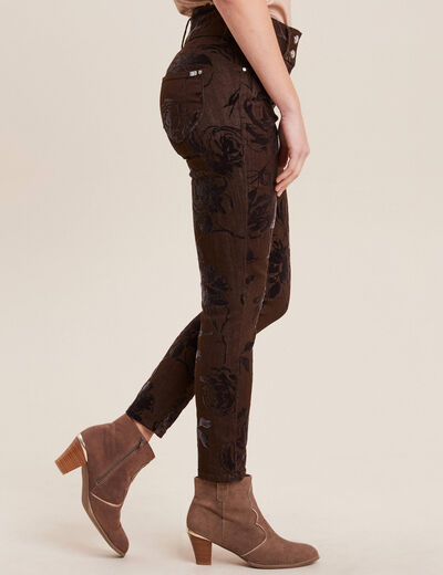 Jean ajusté taille standard marron femme