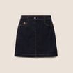 Jupe courte trap&egrave;ze en jean denim brut femme