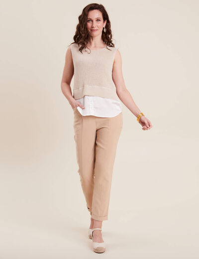 Pull sans manches 2-en-1 ivoire femme