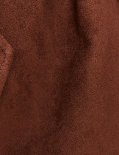 Trench cintr&eacute; long aspect daim marron femme