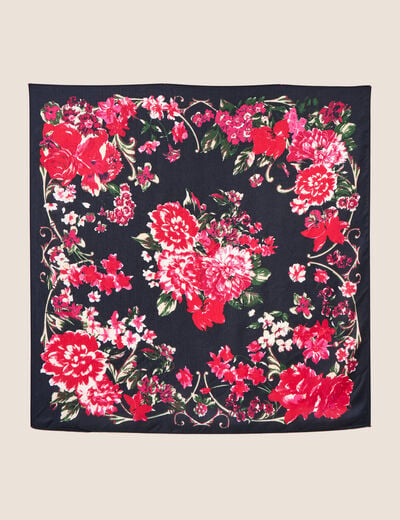 Foulard satin&eacute; bleu fonc&eacute; femme