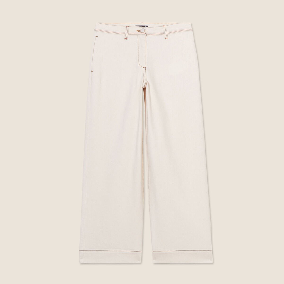 Jean large taille haute 7/8ème ivoire femme