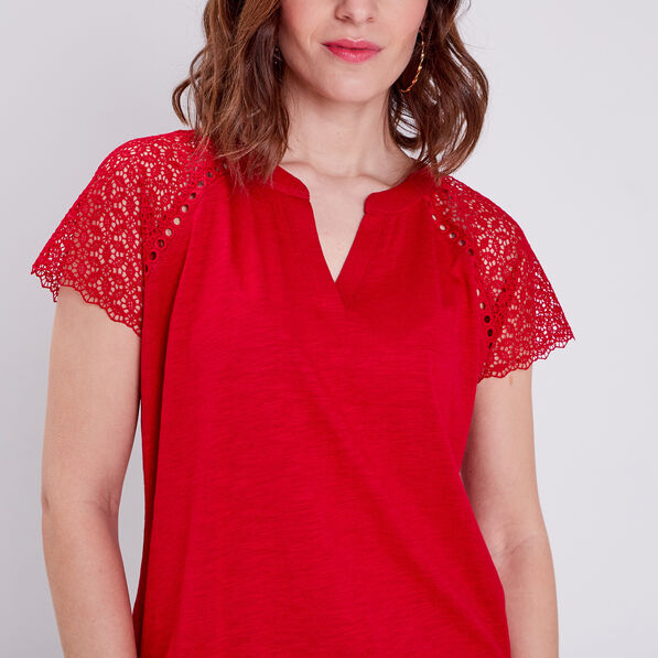 T-shirt manches courtes rose framboise femme