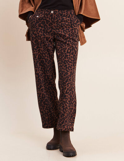 Pantalon taille haute marron femme