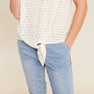 Blouse manches courtes nouée ecru femme
