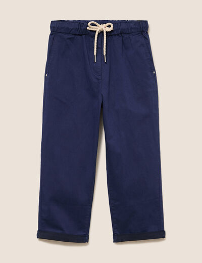 Pantacourt coupe mom large bleu marine femme