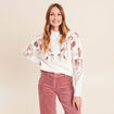 Pull col rond manches longues sequins ecru femme