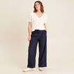 Pull col V manches courtes ecru femme