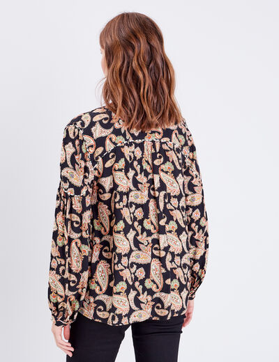 Blouse manches longues noir femme