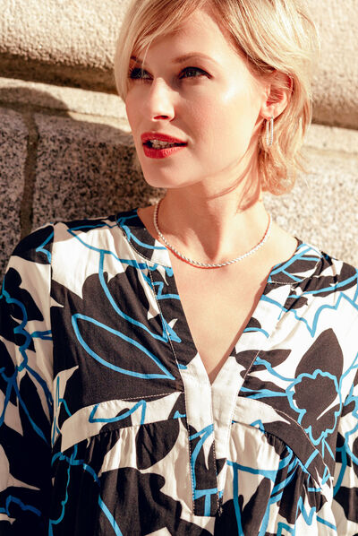 Blouse manches longues bleu electrique femme