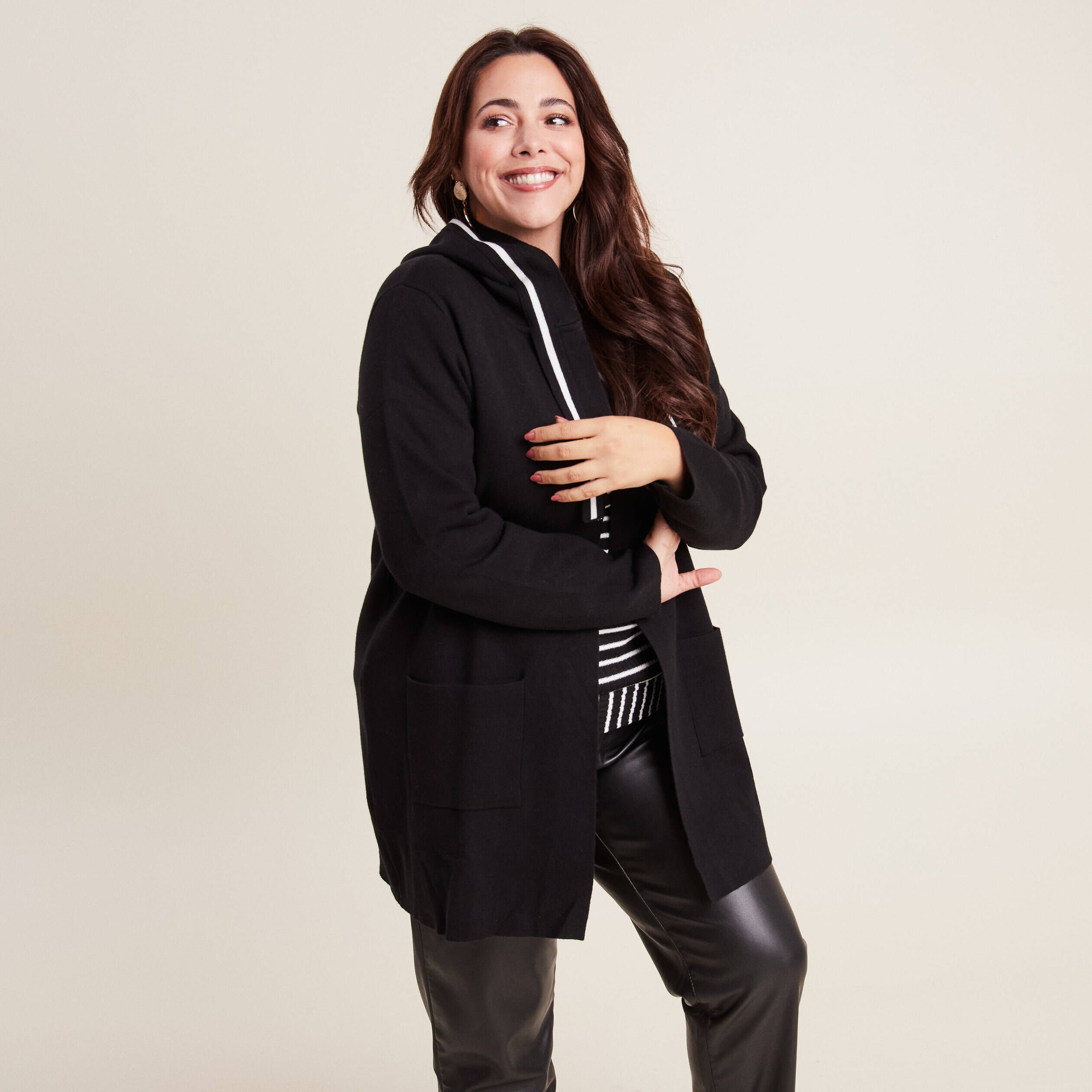 Gilet court top femme noir