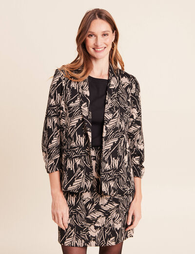 Veste cintr&eacute;e manches longues doubl&eacute;e noir femme