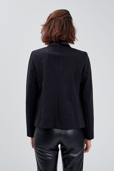 Veste droite avec col tailleur noir femme