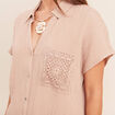 Chemise ample courte manches courtes sable femme