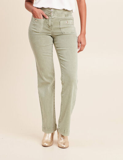 Jean coupe bootcut taille haute vert clair femme