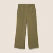 Pantalon large 7/8&egrave;me taille haute vert kaki femme