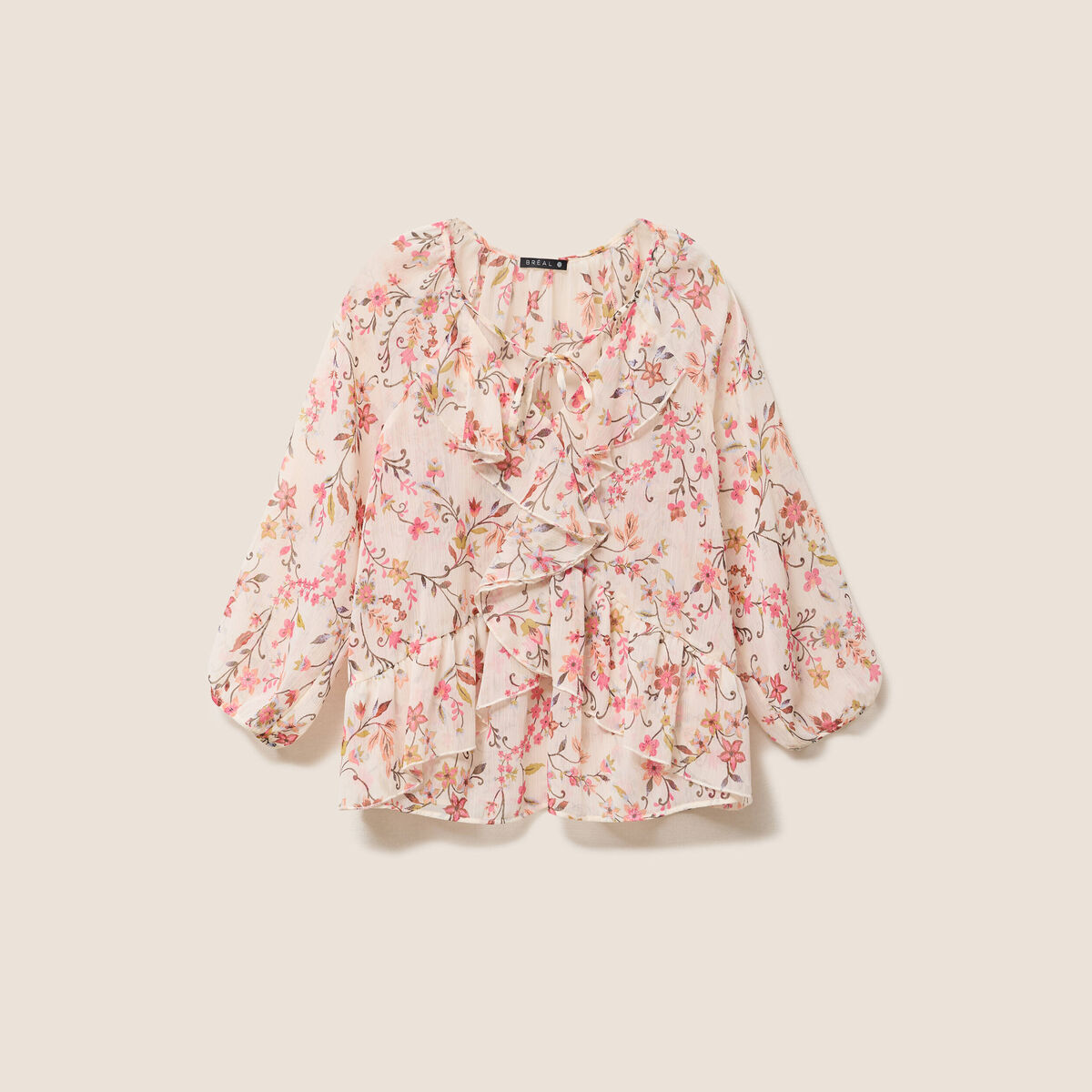Blouse ample en voile manches 3/4 multicolore femme