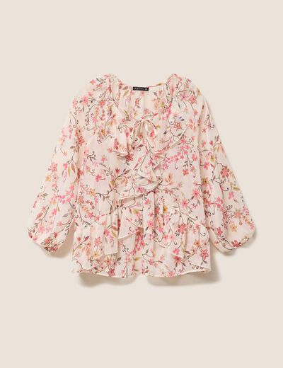 Blouse ample en voile manches 3/4 multicolore femme