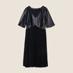 Robe évasée plissée noir femme