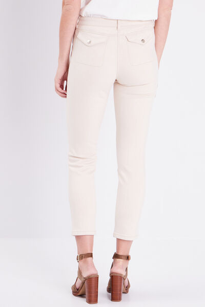 Pantalon ajusté avec rabats ivoire femme