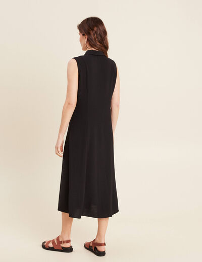 Robe longue évasée noir femme