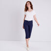Pantacourt droit taille standard bleu marine femme