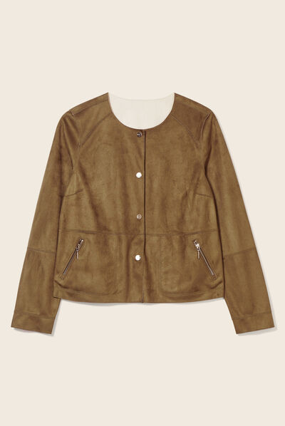Veste droite réversible beige femme