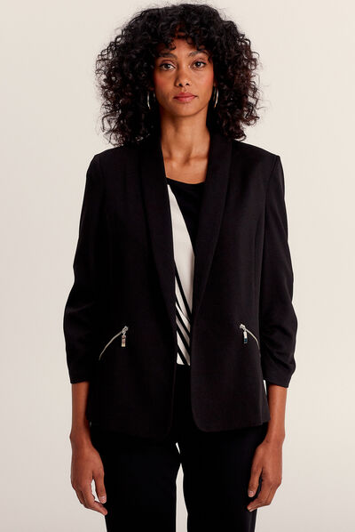 Veste esprit tailleur ajustée noir femme