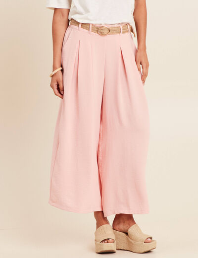 Pantalon jupe-culotte large rose saumon femme