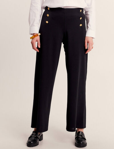 Pantalon coupe large &agrave; pont noir femme
