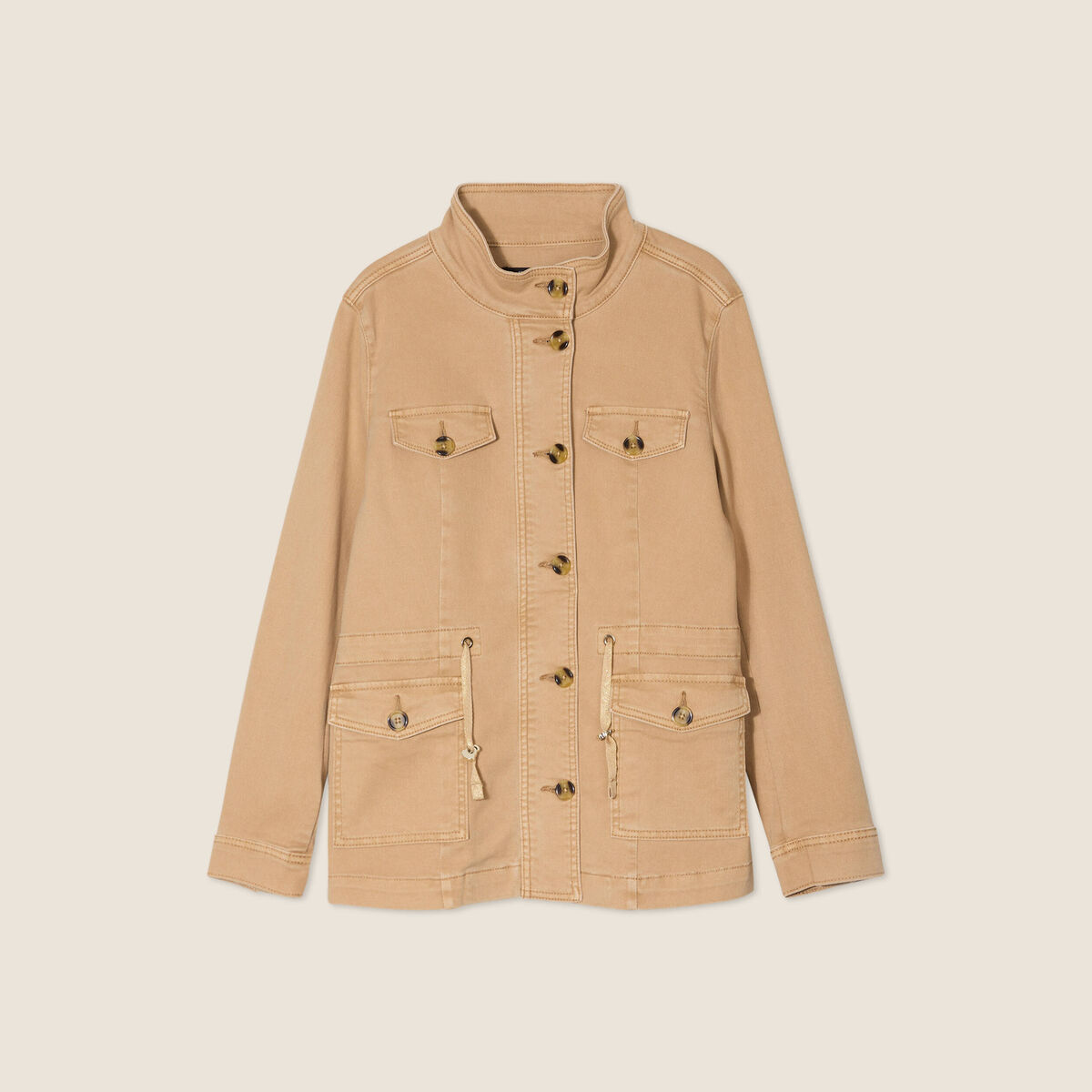 Veste boutonnée en jean marron clair femme