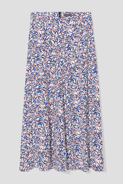 Jupe longue évasée bleu femme