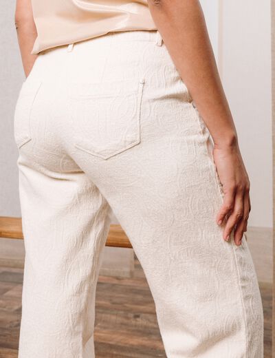 Pantalon coupe droite taille standard ivoire femme