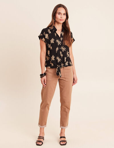 Pantalon coupe mom 7/8&egrave;me taupe femme