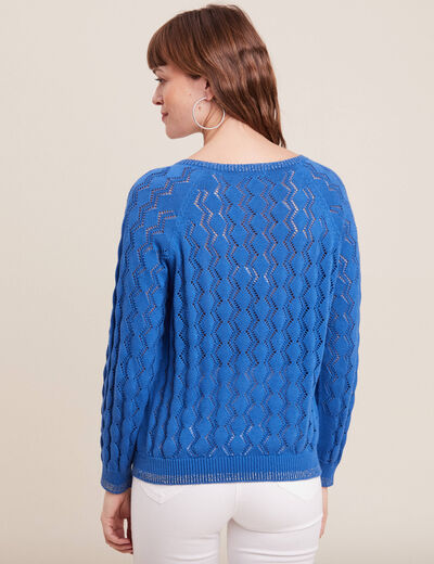 Pull confectionné en France bleu electrique femme