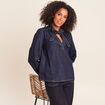 Blouse denim col &agrave; nouer denim brut femme