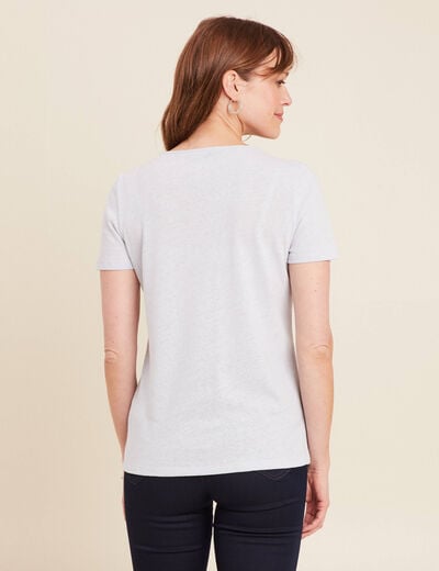 T-shirt manches courtes col en V bleu clair femme
