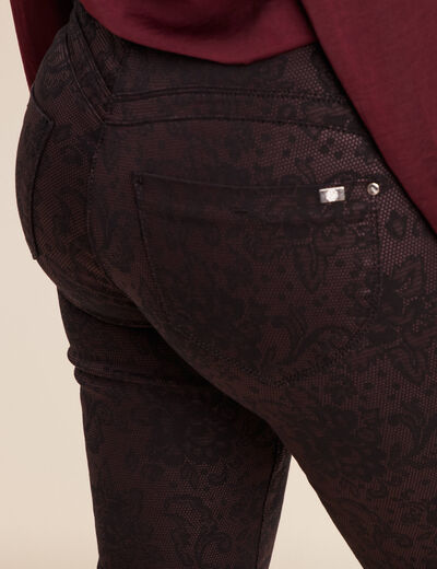 Pantalon magique L'Unique coupe ajust&eacute;e bordeaux femme