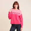Pull col rond manches longues rose fushia femme