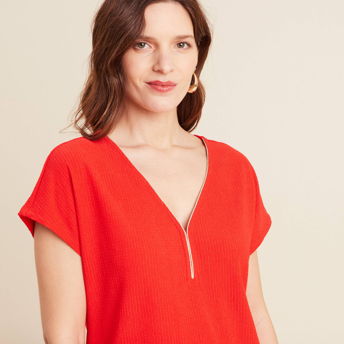 T-shirt manches courtes orange foncé femme