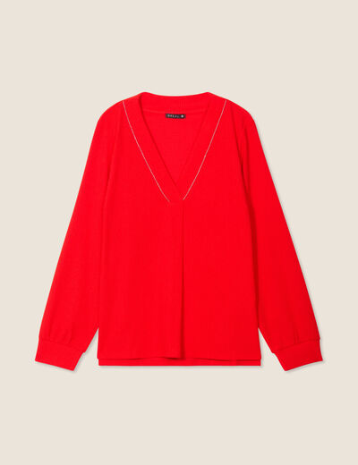 T-shirt manches longues orange foncé femme
